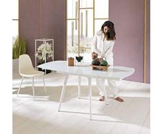 Stones Kyoto Four Tavolo da Pranzo Allungabile, Metallo, Bianco, 120/180x90x76 cm