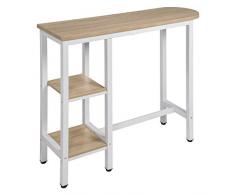 WOLTU BT31hei Tavolo da Bar Alto Bancone per Cucina con Scaffale a 3 Ripiani in Metallo e Legno Rovere Chiaro 130x40x100 cm