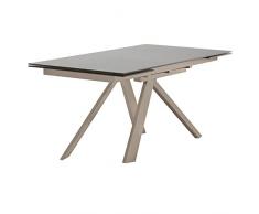Meubletmoi Tavolo da pranzo rettangolare allungabile 160/240 cm Vetro tortora base metallo - Design contemporaneo - Cassandra