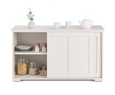 COSTWAY Armadietto da Cucina Mobiletto per Cucina Composto da 2 Porte Scorrevoli Dimensioni: 106,5 x 33 x 60 cm (Crema)