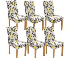 JMYDecor Coprisedie con Schienale, 6 Pezzi Coprisedia Elastico per Coprisedie Sala da Pranzo Rivestimento Sfoderabile, Fodere Sedie con Schienale Copertura Protettiva per sedie