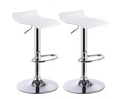 WOLTU BH11ws Sgabelli da Bar Sedia Club Cucina Alta con Poggiapiedi Similpelle Cromato Regolabile Girevole Moderno Bianco Coppia 2 Pezzi