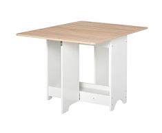 homcom Tavolo Consolle a Ribalta con Vano Mensola, Tavolino da Salotto e Cucina Pieghevole Salvaspazio, Color Legno e Bianco, 118x80x72cm