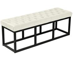 CLP Panca Polson Velluto con Base in Metallo I Panca Imbottita Trapuntata, Colore:Crema, Dimensione:120 cm