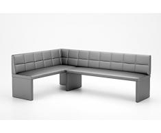 MyStyleWood Marta - Panca angolare da cucina con angoli imbottiti, in ecopelle, facile da pulire, struttura in legno, 142 x 196 cm, colore: Grigio