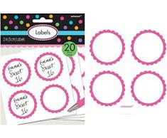 Etichette Amscan Candy Buffet Scalloped, Bright Pink