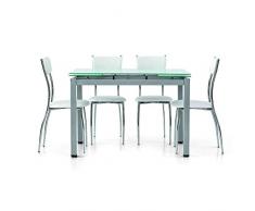 Spazio Casa Tavolo in vetro rettangolare allungabile - 110 x 70, Grigio