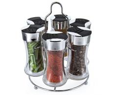 Saveur et Dégustation KB5688 - Portaspezie con 6 barattoli di Vetro, 16 x 18 x 14 cm