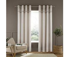 Catherine Lansfield Melville Woven Texture Tende con Occhielli, Cotone, Naturale, 46 x 54 inch