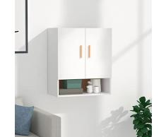 Festnight Vetrinetta da Parete, Pensile Cucina Sospeso, Armadietto a Muro, in Legno Multistrato Bianco 60x31x70 cm