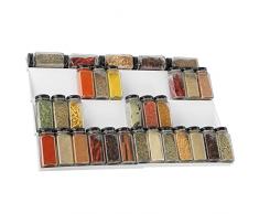 JESIFFY Portaspezie per cassetti, estensibile da 30cm a 60cm portaspezie per cucina, cassetto per spezie a quattro livelli, inserto per spezie organizer per diverse larghezze di cassetti - bianco