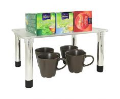 UPP Mensola aggiuntiva impilabile & espandibile per Cucina e Bagno – Come scaffale angolare o ripiano, Plastica, Argento, Rechteck-Regal 33x25x16,5cm