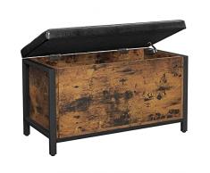 VASAGLE Cassapanca con Sedile Imbottito, Panca da Letto, per Corridoio e Soggiorno, Struttura in Metallo, Montaggio Facile, Stile Industriale, Simil Pelle, Marrone Vintage e Nero LSC80BX
