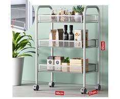 ZYFA Carrello Cucina a 3/4/5 Piani Servizio,con Rotelle Bloccabili, Scaffale Portaoggetti Mobile in Acciaio,Carrello Portaoggetti Multiuso, Carrello Salvaspazio, Scaffale Rete Metallica Contenitori