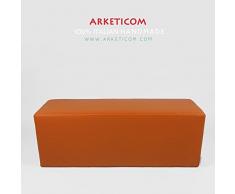 Arketicom Horizon Pouf Panca Poggiapiedi in Ecopelle e Poliuretano Espanso Rigido ad Alta Densita' Colore Arancione (puf Puff pouffe Seduta) Misura 42H x 42L x 84L cm