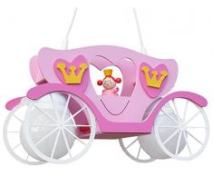Elobra Lampadario carrozza con principessa Leia 125663, legno, rosa pink