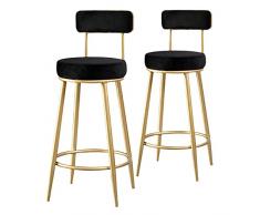 LOUFOU Sgabelli da Bar da bancone con Schienale e poggiapiedi, Set di 2 Sedia Alta da Cucina in Velluto Gambe in Metallo Placcato Oro sgabelli da Cucina per Bar, caffè, Cucina, Soggiorno