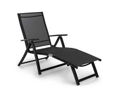 blumfeldt Pomporto Lounge - Sdraio da Giardino, Sedia a Sdraio, Superficie: 173,5 x 51 cm, Schienale Regolabile in Altezza in 7 Punti, Base Idrorepellente, ComfortMesh, Pieghevole, Antracite