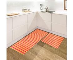 IlGruppone Set di 2 tappeti da Cucina Antiscivolo e Lavabili passatoia Cucina,Ingresso,Camera - RossoDegrade