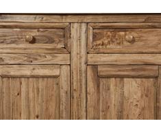 Biscottini Credenza Country in Legno massello di Tiglio Finitura Naturale 202x45x103 cm