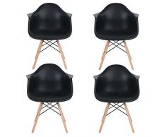 EGGREE - Set di 4 sedie in stile scandinavo, per sala da pranzo, sedie da salotto, sedie da caffè, sedie lounge, sedia da ufficio, mobili – Kohler, colore: nero