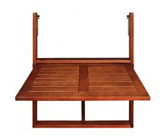 Deuba Tavolino pieghevole da balcone legno di acacia tavolo da appendere a sospensione giardino esterno 64x45x87cm