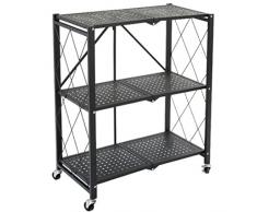 Carrello da Cucina, Pieghevole Trasportabile Salvaspazio Carrello Portaoggetti, Senza Installazione Scaffale da Cucina per Camera da Letto Salotto Sala da Pranzo, 2 Taglie