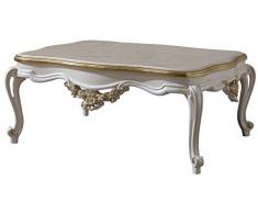 Casa Padrino tavolo soggiorno barocco di lusso bianco/oro 130 x 90 x A. 47 cm - Magnifico tavolo da salotto in legno massello in stile barocco - Mobili Barocchi