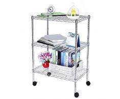 Songmics Cromato - Scaffale Acciaio Scaffale da bagno Carrello da cucina 3 ripiani 60 x 35 x 81 cm LGR03C