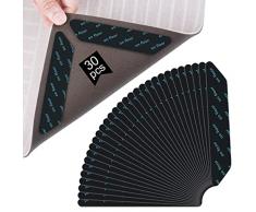 Vicloon Antiscivolo per Tappeti, 30 Pezzi Adesivo Antiscivolo da Tappeto Gripper, Adesivo Antiscivolo Sottotappeto, Tappeto Anti-Arriccia per Il Bagno della Cucina, Lavabili e Riutilizzabili (Nero)