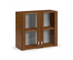 Pensile vetrina 2 ante noce antico in legno nobilitato H.72x80x32 cm
