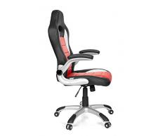 HJH Office 621889 Sedia da Gaming Racer Sport Similpelle Nero/Rosso, Schienale Alto, Ideale per Giocatori, Braccioli Ribaltabili Verso l'Alto