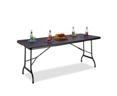 Relaxdays 10020757_46 Tavolo da Giardino Bastian Richiudibile con Maniglia, Nero, 74x178x72 cm