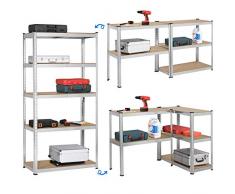 Yaheetech Scaffale/Scaffalatura da Garage 180 x 90x 40 cm Metallo Zincato a 5 Ripiani Salvaspazio Mensola Angolare per Cucina Magazzino Negozio