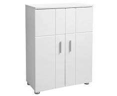 VASAGLE Armadietto da Bagno, Mobiletto Multiuso con Doppia Anta, Ripiani Regolabili, Cerniere Ammortizzate, Mobile per Bagno Cucina Corridoio, Piedini Regolabili, 60 x 30 x 82 cm, Bianco BBK42WT