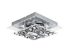 LAMPADARIO A SOFFITTO PLAFONIERA CON MOTIVI FLOREALI IN FERRO E VETRO CLASSE A++ FINO E