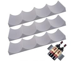 Portabottiglie in Plastica Stile Europeo,Forreen 3pcs Espositore per Vino Ripiani Portavino Impilabili Bottiglia di Plastica Espositore per Cucina Frigorifero Ristorante Bar,Grigio Scuro
