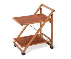 ARIS PLIO - Carrello portavivande pieghevole in faggio massiccio MADE IN ITALY - Finitura ciliegio