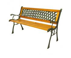 VERDELOOK Panchina Parco in ghisa con doghe in legno, 122x32 cm, naturale