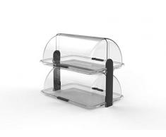 youhome - Vetrina Dolci Doppio ripiano, 100% Made in Italy, Croissant, brioches, Buffet Display da Bar in policarbonato, portadolci (Glass, Doppia)