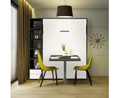 Letto a scomparsa alla francese con Tavolo e Libreria, EASY BED, L 200 cm, Grigio/Bianco