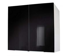 Berlenus CP8HN - Mobiletto da cucina a parete a due ante, 80 cm, colore: Nero brillante