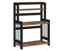 SONGMICS Portaspezie, Scaffale da Cucina a 3 Ripiani, Organizzatore da Banco, Struttura in Bambù, per Cucina, Sala da Pranzo, Ufficio, Marrone Vintage e Nero OFS047B01