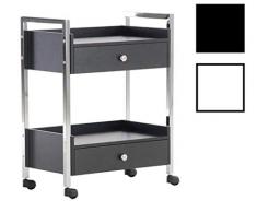 CLP Carrellino da Lavoro con Doppio Cassetto Luxus in Legno E Metallo I Carrello Portavivande da Cucina con Ruote E Manici, Colore:Nero