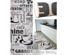 floor factory Tappeto cucina Cappuccino bianco e nero 80x200 cm - passatoia cucina a buon mercato