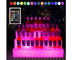 ZCYX Espositore per Bottiglie di Vino con Luce a LED, portabottiglie Luminoso a 3 Livelli RGB colorato variabile, ripiano per liquori Illuminato per KTV Party Bar