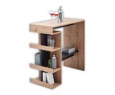 Stella Trading SMASH Elegante tavolo da bar in effetto quercia Artisan, nero – Spazioso bancone con ripiano laterale per cucina, soggiorno e sala da pranzo, 108 x 103 x 50 cm (L x A x P)