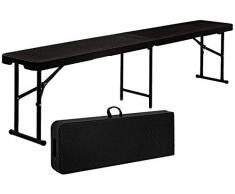 AMANKA - Panca da Giardino, Pieghevole, Resistente alle intemperie, 184 x 30 x 43 cm, Effetto Rattan