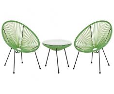 Acapulco II - Set da bistrot da giardino moderno con tavolo e sedie, 3 pezzi, colore: Verde