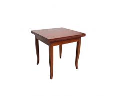 milani home Tavolo da Pranzo Allungabile Apribile A Libro Noce Cm 80 X 80/160 per Interno Sala da Pranzo Cucina Arte Povera Massello